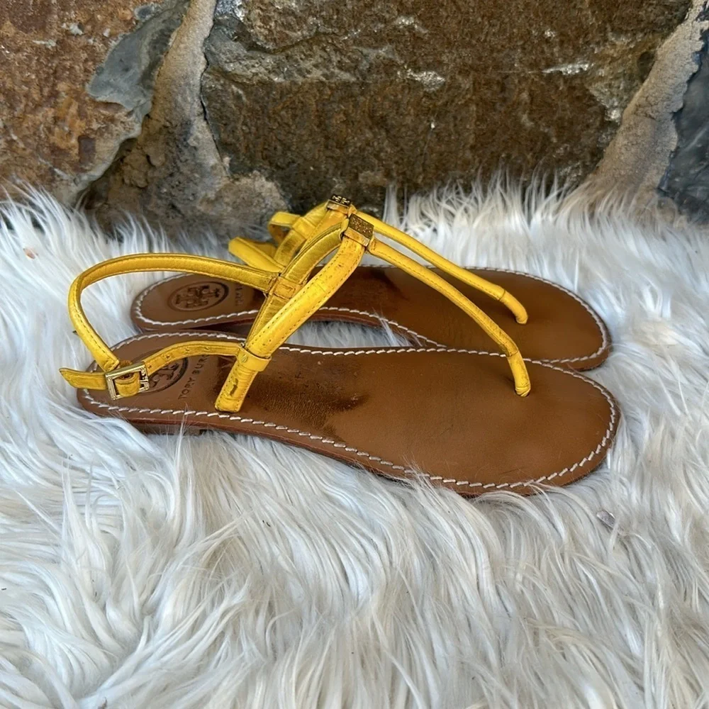 Tory Burch yellow Patent leather thong sandal size 7